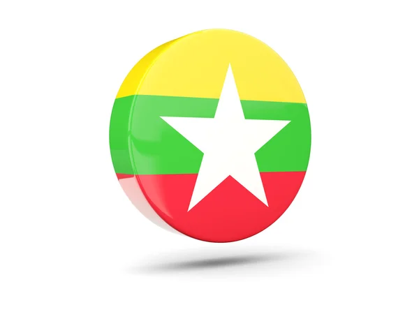 Круглая икона с флагом Мьянмы — стоковое фото