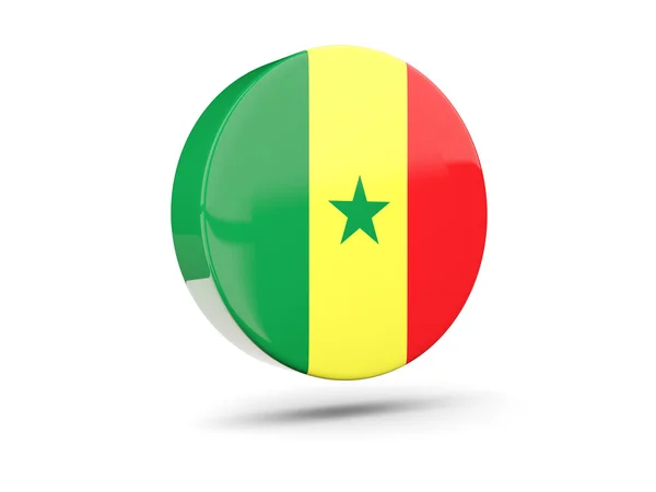 Ícone redondo com bandeira do senegal isolado no branco — Stok fotoğraf