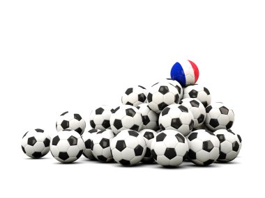 Futbol topu yığını ile Fransa bayrağı