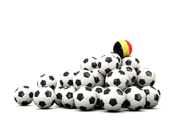 Futbol topu yığını ile Belçika bayrağı — Stok fotoğraf