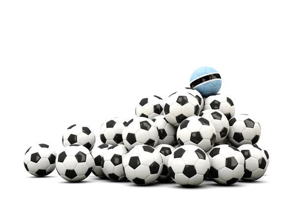 Högen av bollar fotboll med flagga i botswana — Stockfoto