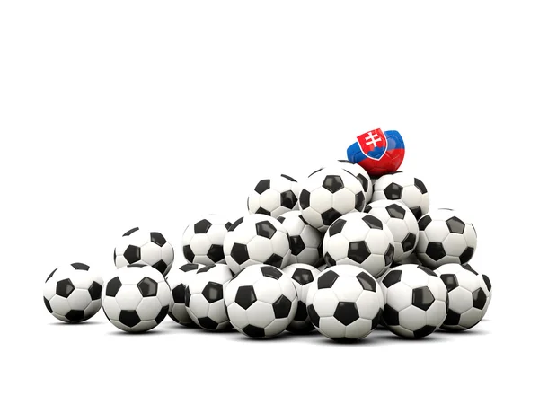 Stapel voetballen met vlag van Slowakije — Stockfoto