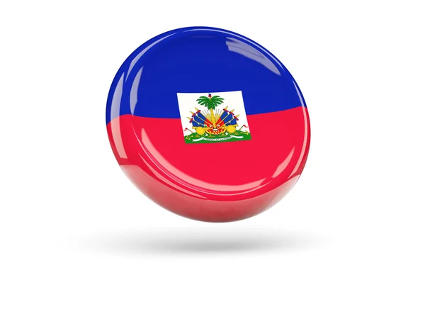 Σημαία της Αϊτής. Στρογγυλό εικονίδιο — Φωτογραφία Αρχείου