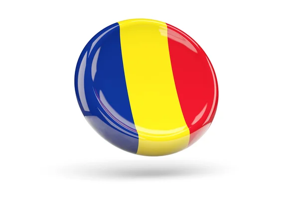 Bandera de romania. Icono redondo —  Fotos de Stock