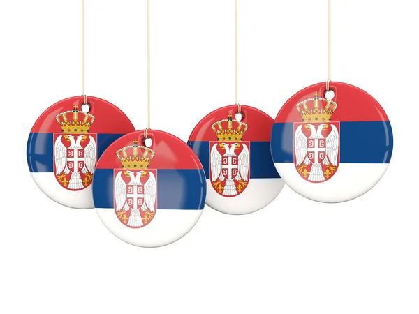 Flagga för Serbien, runda etiketter — Stockfoto