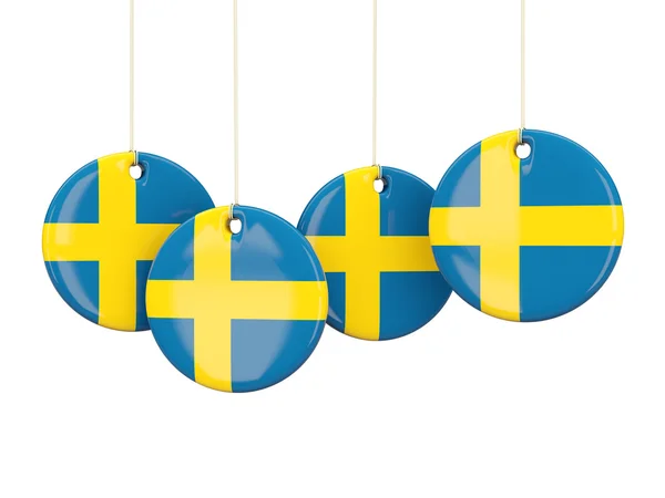 Прапор Швеції, круглі етикетки — стокове фото
