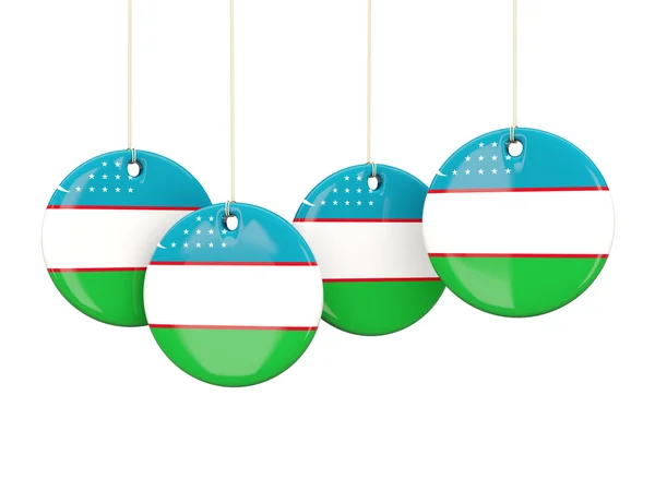 Прапор Узбекистану, круглі мітки — стокове фото
