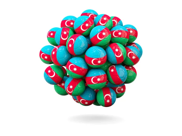 Pilha de bolas de futebol com bandeira de azerbaijan — Fotografia de Stock
