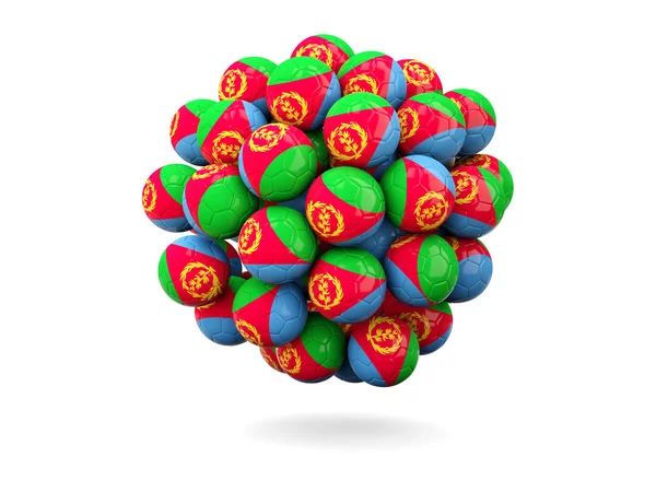 Pile of footballs with flag of eritrea — Stock Photo, Image