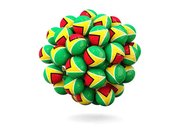 Pile of footballs with flag of guyana — Stock Photo, Image