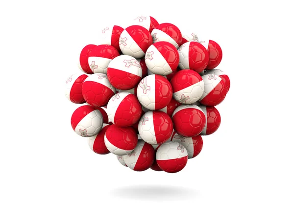 Pile of footballs with flag of malta — Stock Photo, Image