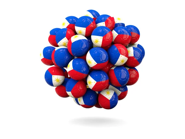 Pile of footballs with flag of philippines — Stock Photo, Image