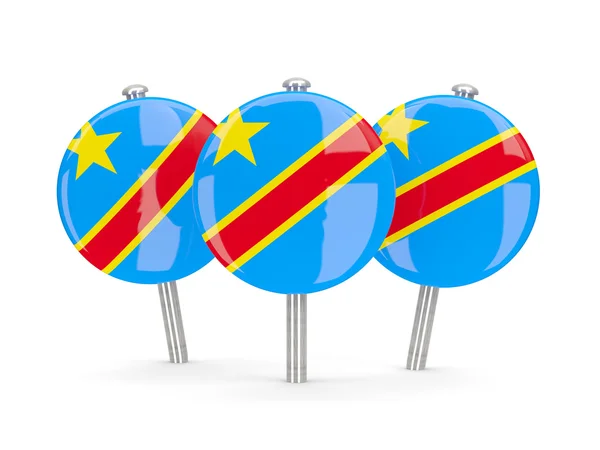 Vlag van de democratische republiek congo, ronde pinnen — Stockfoto