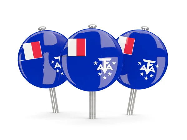 Bandiera dei territori meridionali francesi, spilli rotondi — Foto Stock