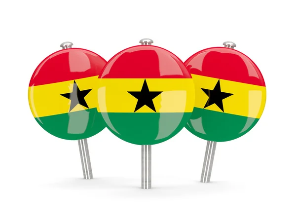 Flagga av ghana, runda stift — Stockfoto