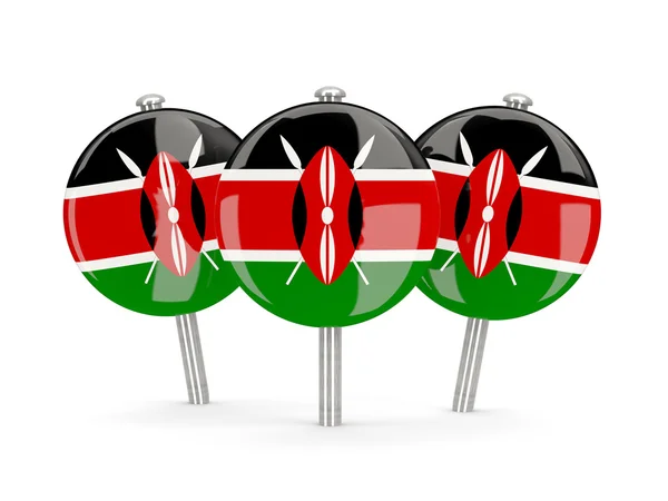 Bandera de kenya, alfileres redondos — Foto de Stock