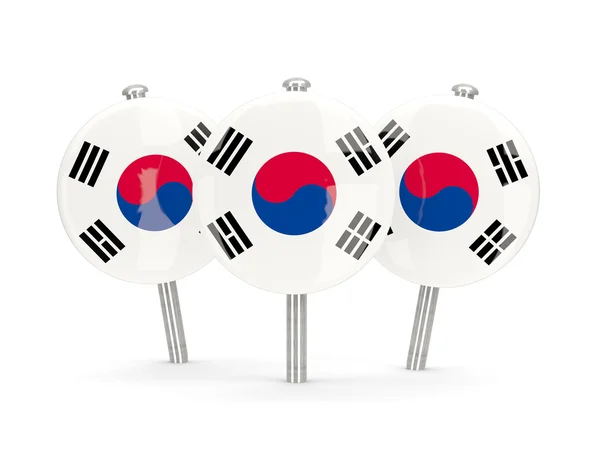 Flag of korea south, round pins — Stock Photo, Image