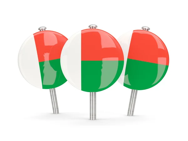 Bandera de madagascar, alfileres redondos —  Fotos de Stock