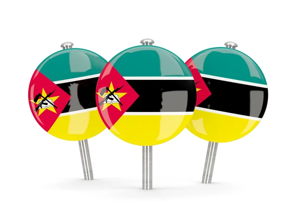 Flag of mozambique, round pins — Stock Photo, Image