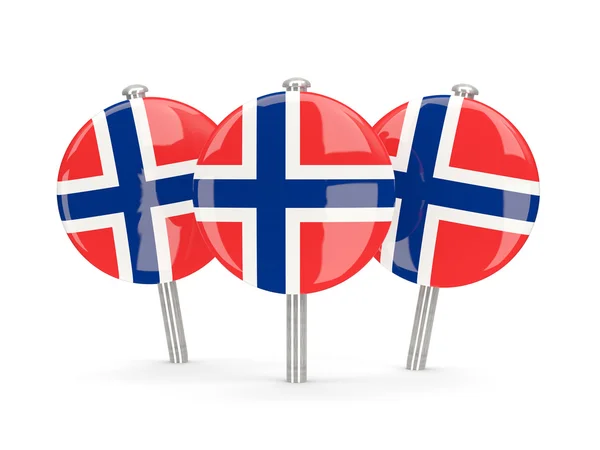 Flagge Norwegens, runde Pins — Stockfoto