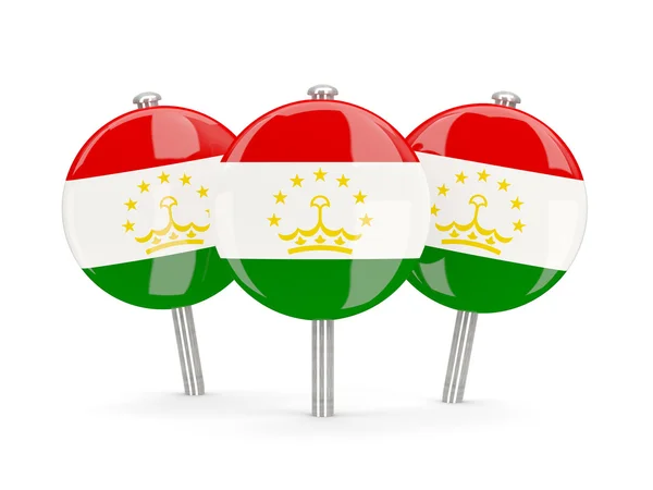 Flagga för Tadzjikistan, runda stift — Stockfoto