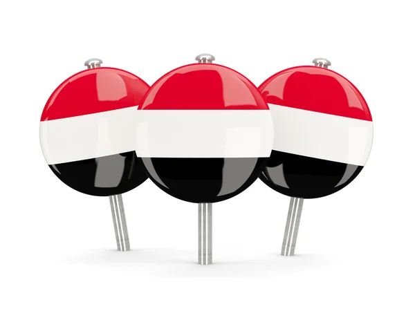 Flagga för Jemen, runda stift — Stockfoto