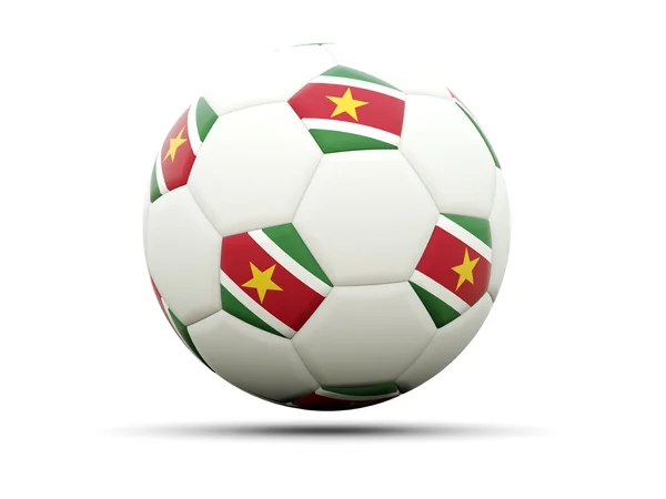 Flag of suriname on football — Stock Photo, Image