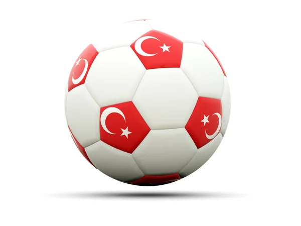 Vlag van Turkije over voetbal — Stockfoto