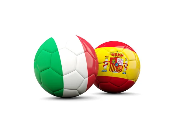 Spanien och Italien fotbollar — Stockfoto
