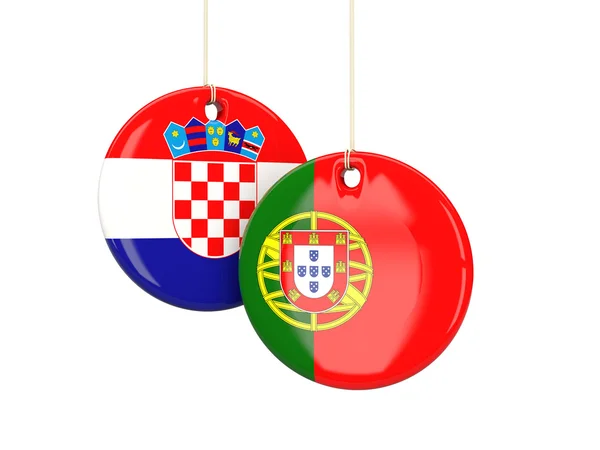 Portugalsko a Chorvatsko fotbalové týmy kulaté štítky — Stock fotografie