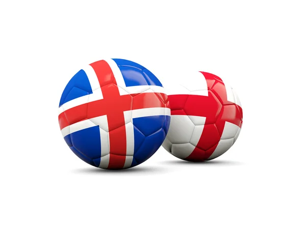 Anglia és Izland futball-labdák — Stock Fotó