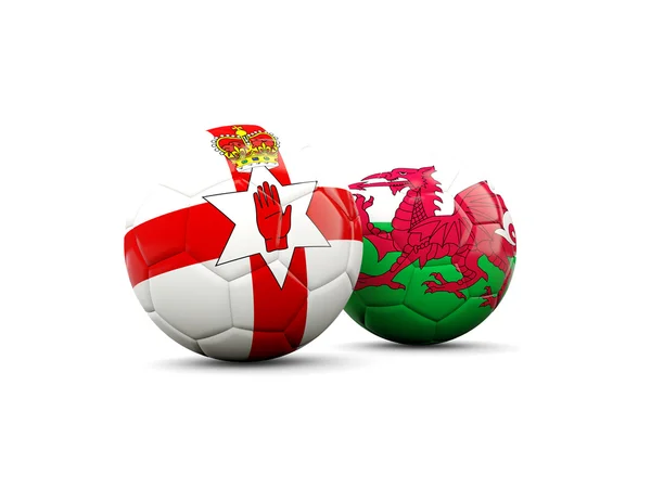 Northern Ireland and Wales soccer balls — Stock Photo, Image