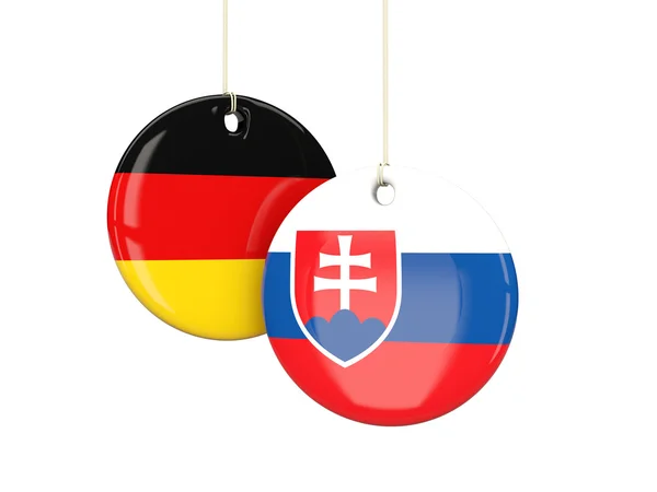 Німеччина і Словаччина футбольних команд круглі етикетки — стокове фото