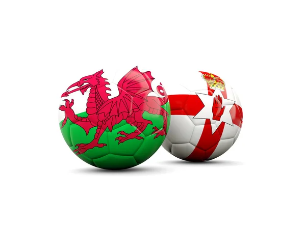 Northern Ireland and Wales soccer balls — Stock Photo, Image