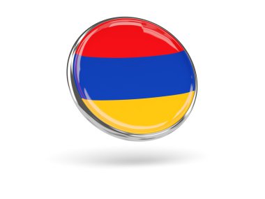 Ermenistan bayrağı. Metal çerçeve ile yuvarlak simge
