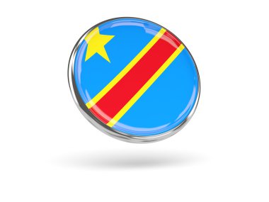 Kongo Demokratik Cumhuriyeti bayrağı. Metal yuvarlak simge 