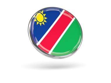 Namibya Cumhuriyeti bayrağı. Metal çerçeve ile yuvarlak simge
