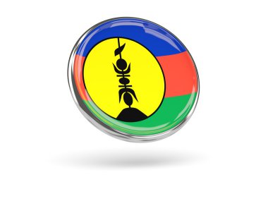 Yeni Kaledonya bayrağı. Metal çerçeve ile yuvarlak simge