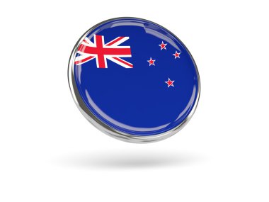 Yeni Zelanda bayrağı. Metal çerçeve ile yuvarlak simge