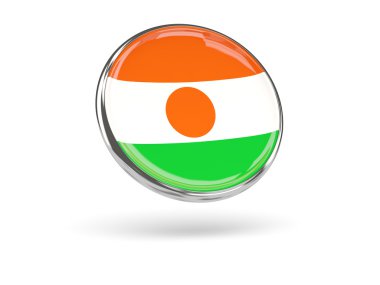 Nijer Cumhuriyeti bayrağı. Metal çerçeve ile yuvarlak simge