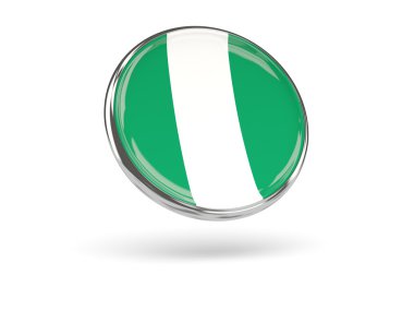 Nijerya bayrağı. Metal çerçeve ile yuvarlak simge