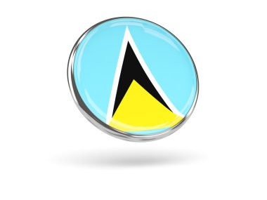 Saint lucia bayrağı. Metal çerçeve ile yuvarlak simge