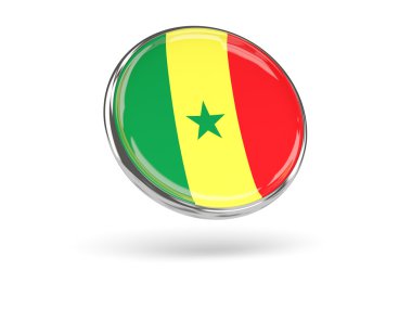 Senegal bayrağı. Metal çerçeve ile yuvarlak simge