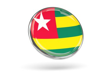Togo bayrağı. Metal çerçeve ile yuvarlak simge