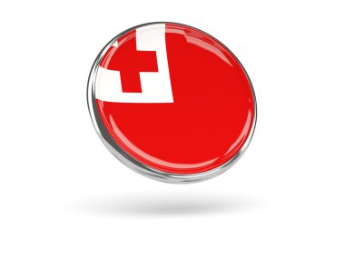 Tonga bayrağı. Metal çerçeve ile yuvarlak simge