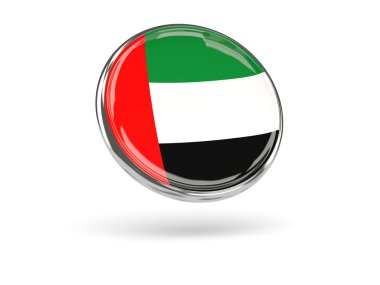 Birleşik Arap Emirlikleri bayrağı. Metal çerçeve ile yuvarlak simge