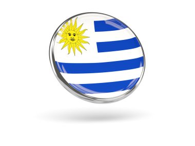 Uruguay bayrağı. Metal çerçeve ile yuvarlak simge