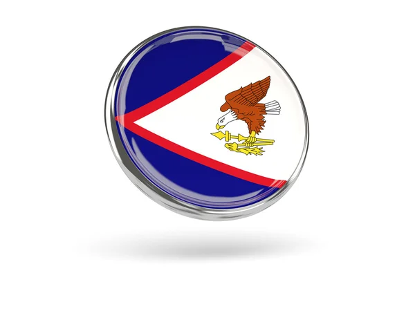 Flag of american samoa. Round icon with metal frame — Stock Photo, Image