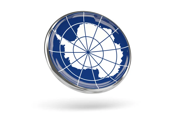 Flag of antarctica. Round icon with metal frame — Stock Photo, Image