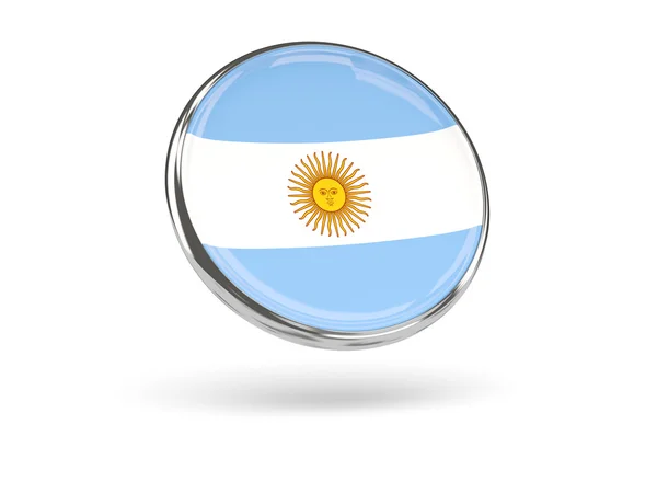 Flagge Argentiniens. runde Ikone mit Metallrahmen — Stockfoto